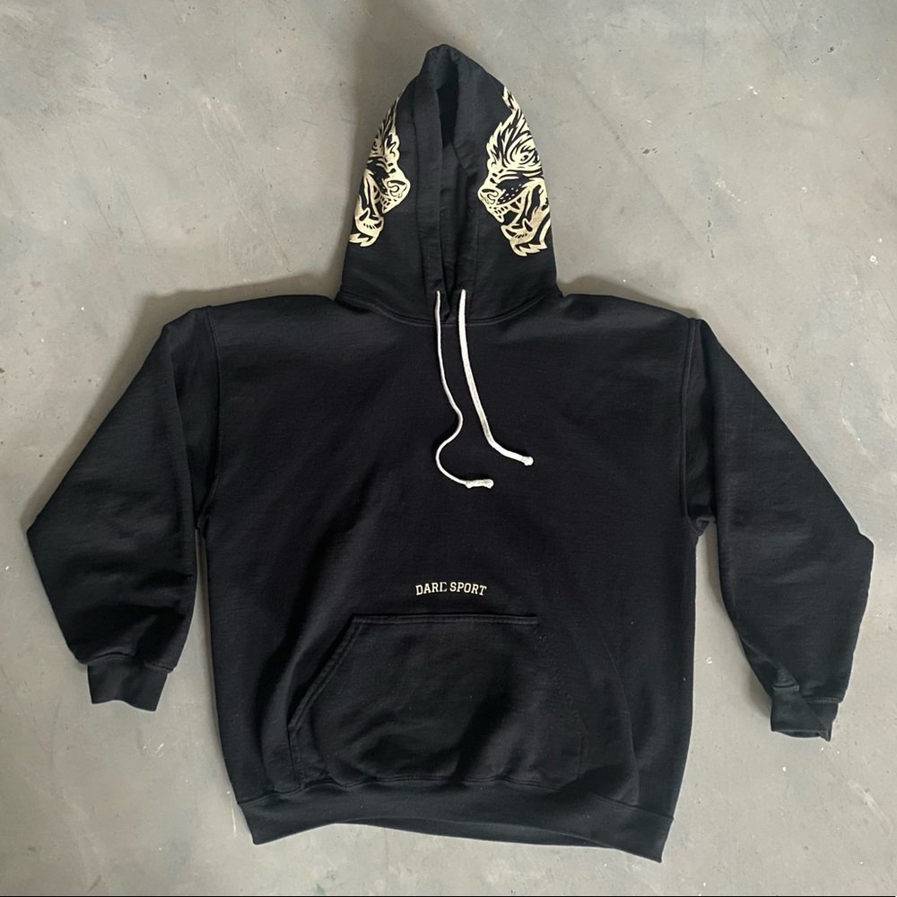 Darc Sport “Wolves Forever” Logo Hoodie - Men’s Size Medium - Black/Cream - Rare